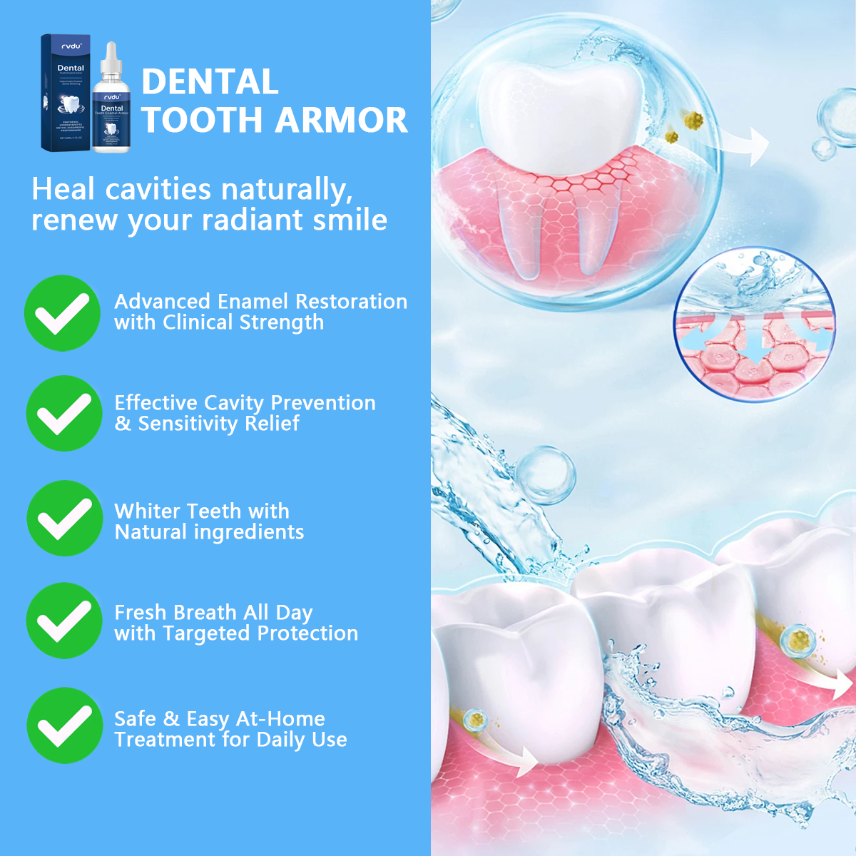 Fluoride-Free Hydroxyapatite Tooth Armor Drops | Enamel Repair, Whitening & Fresh Breath | Gentle Oral Care for Sensitive Teeth