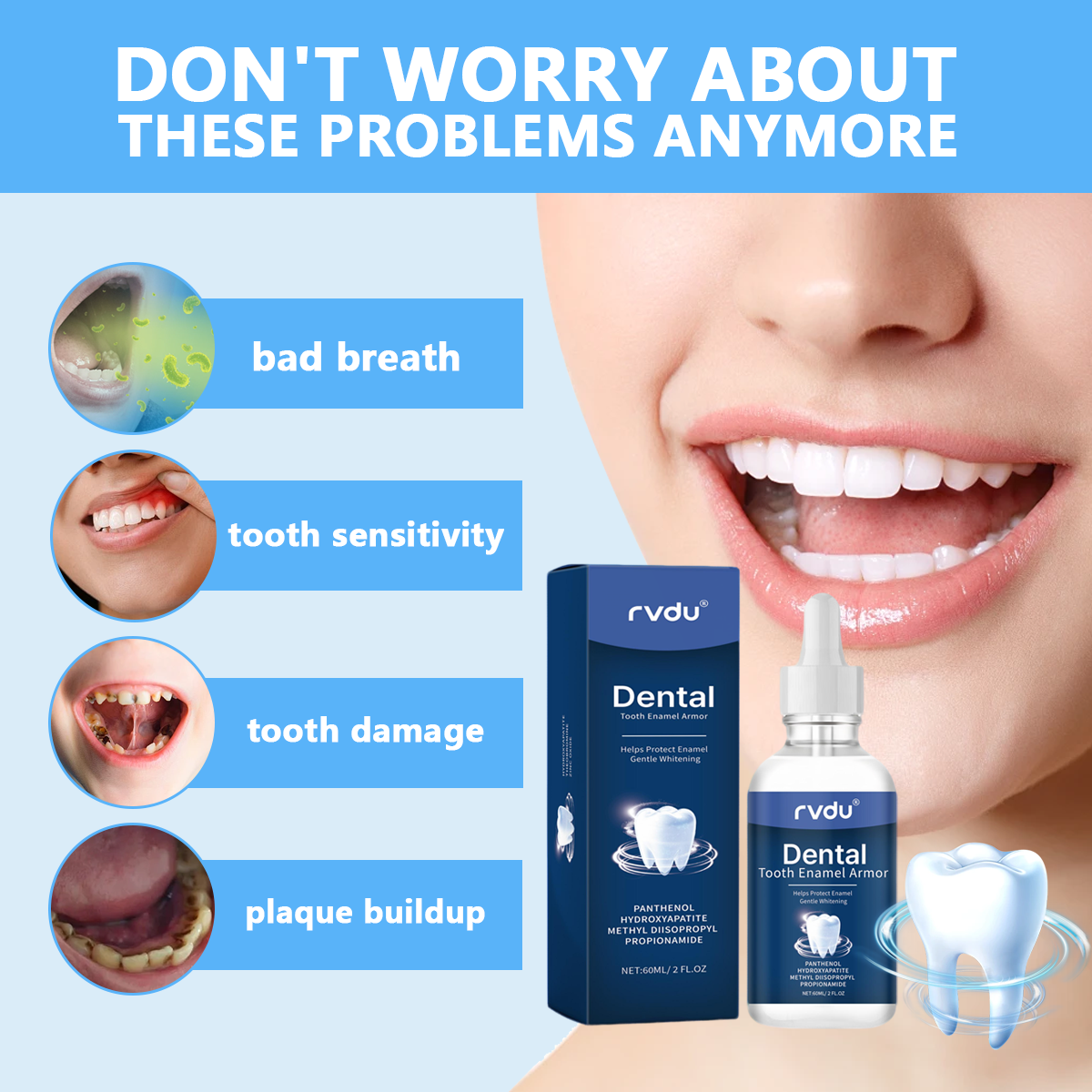 Fluoride-Free Hydroxyapatite Tooth Armor Drops | Enamel Repair, Whitening & Fresh Breath | Gentle Oral Care for Sensitive Teeth