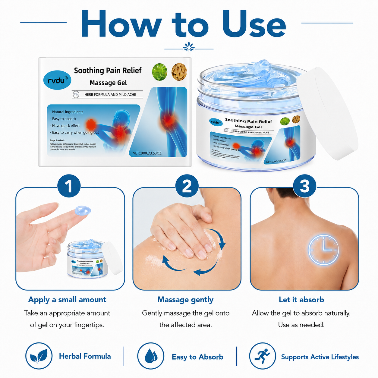 【Buy 1 Get 1 Free】Rvdu Joint Relief Gel for Knee, Lumbar, Shoulder, Neck and Muscle Pain - Body Care Massage Cream